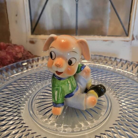 Vintage 1950's Anthropomorphic Pig Boy Handpainted Ceramic Figurine - Japan - Picture 2 of 11